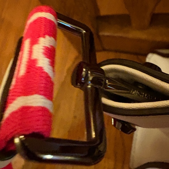 Michael Kors Whitney Medium Neon Checkerboard Logo Satchel Crossbody White/Pink - Picture 6 of 14